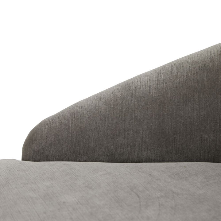 Carver Chaise Sharkskin Velvet Grey Ash, Left Arm - Gray
