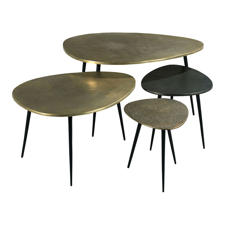 Soulful Textures Skipping Stone Nesting Cocktail Table - Aged Bronze - Metal