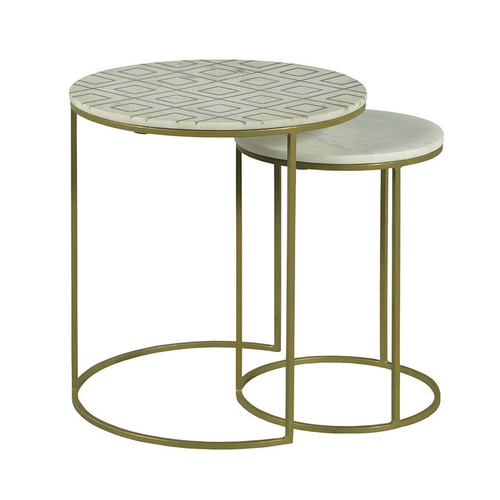 Soulful Textures Nesting Drink Table - Aged Bronze - Metal & Carrara Marble