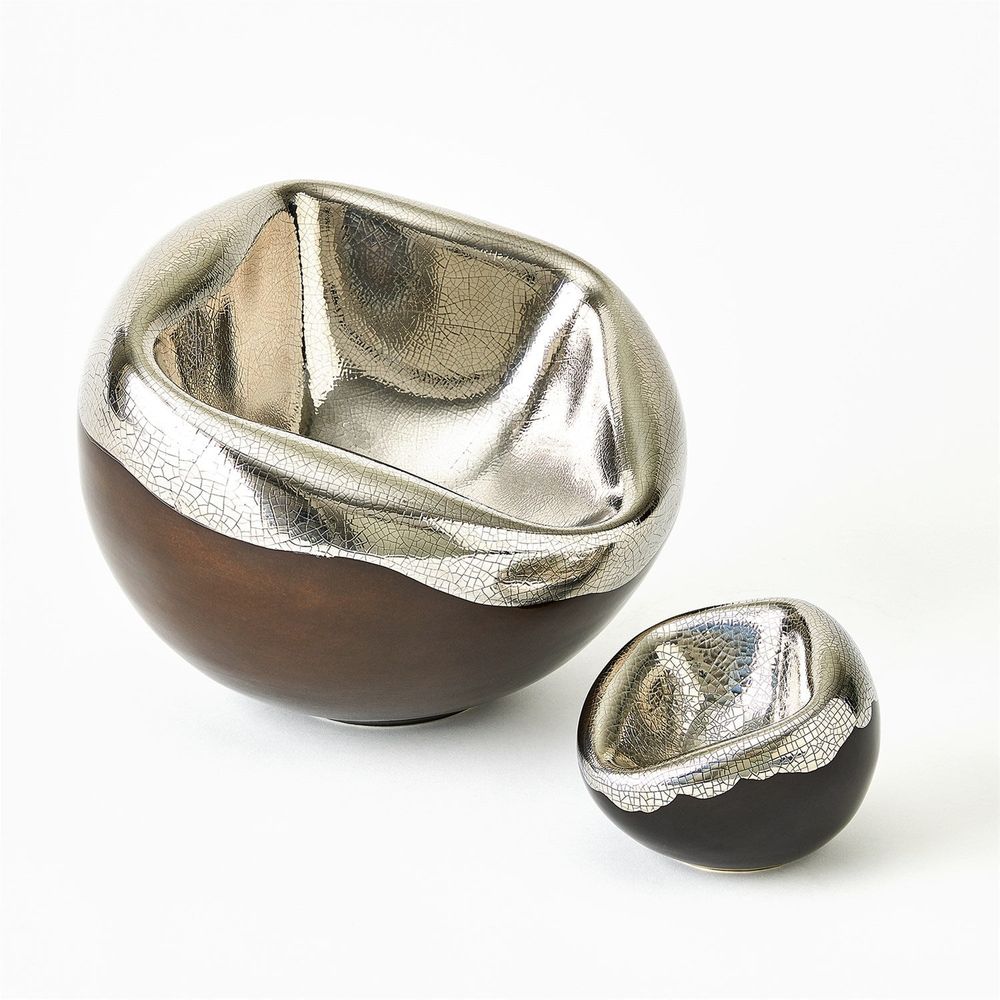 Bowls Squished Bowl-Platinum Crackle-Sm
