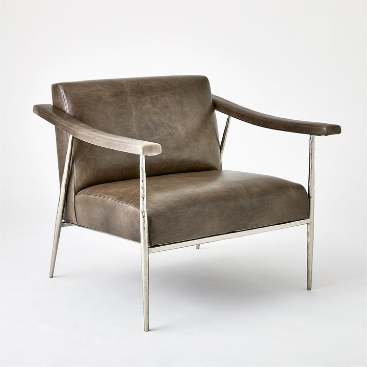 Lounge Chairs L Brooks Leather Chair-Nickel