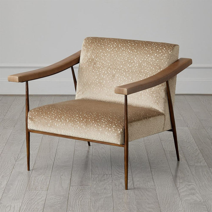 Lounge Chairs L Brooks Fabric/Leather Chair-Bronze