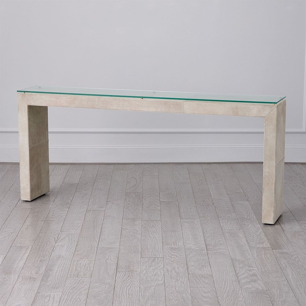 Console Tables Posh Console-Parchment Suede