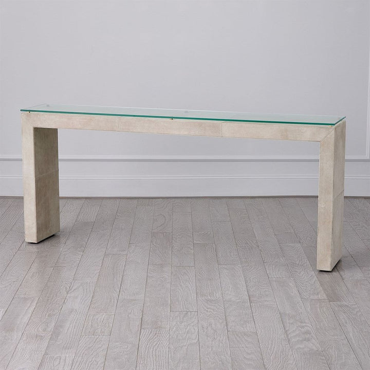 Console Tables Posh Console-Parchment Suede