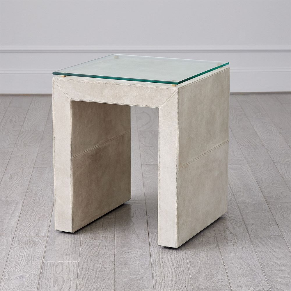 Side Tables Posh Side Table-Parchment Suede