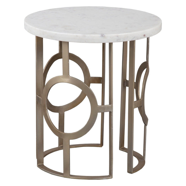 La Bella Chairside Table - Metal Base / White Marble Top