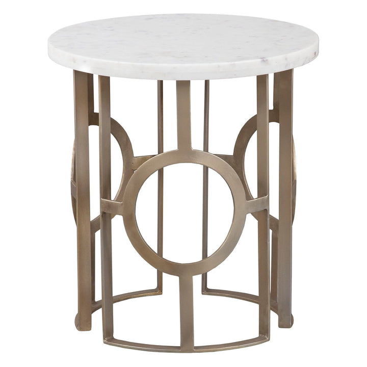 La Bella Chairside Table - Metal Base / White Marble Top