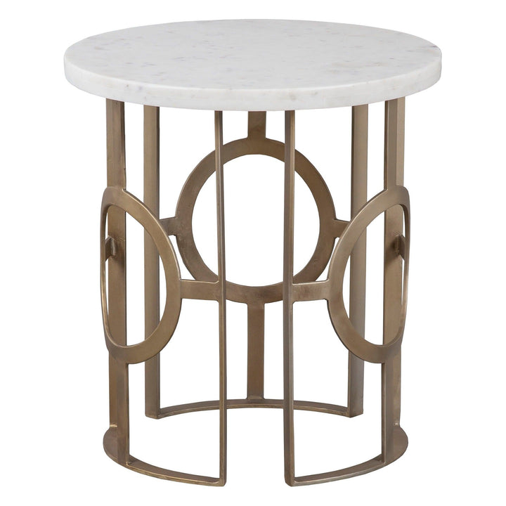 La Bella Chairside Table - Metal Base / White Marble Top