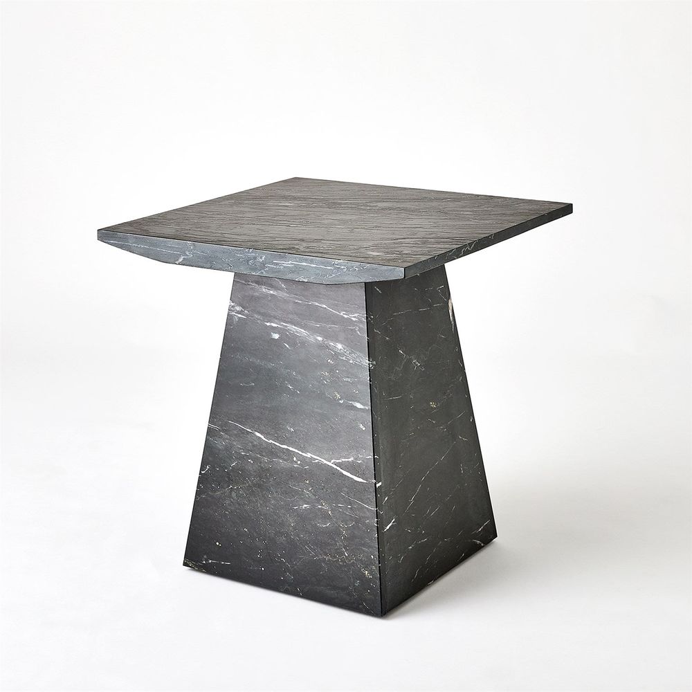 Side Tables Aero Side Table-Black Leathered Marble