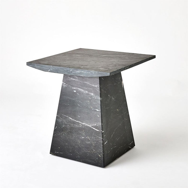 Side Tables Aero Side Table-Black Leathered Marble