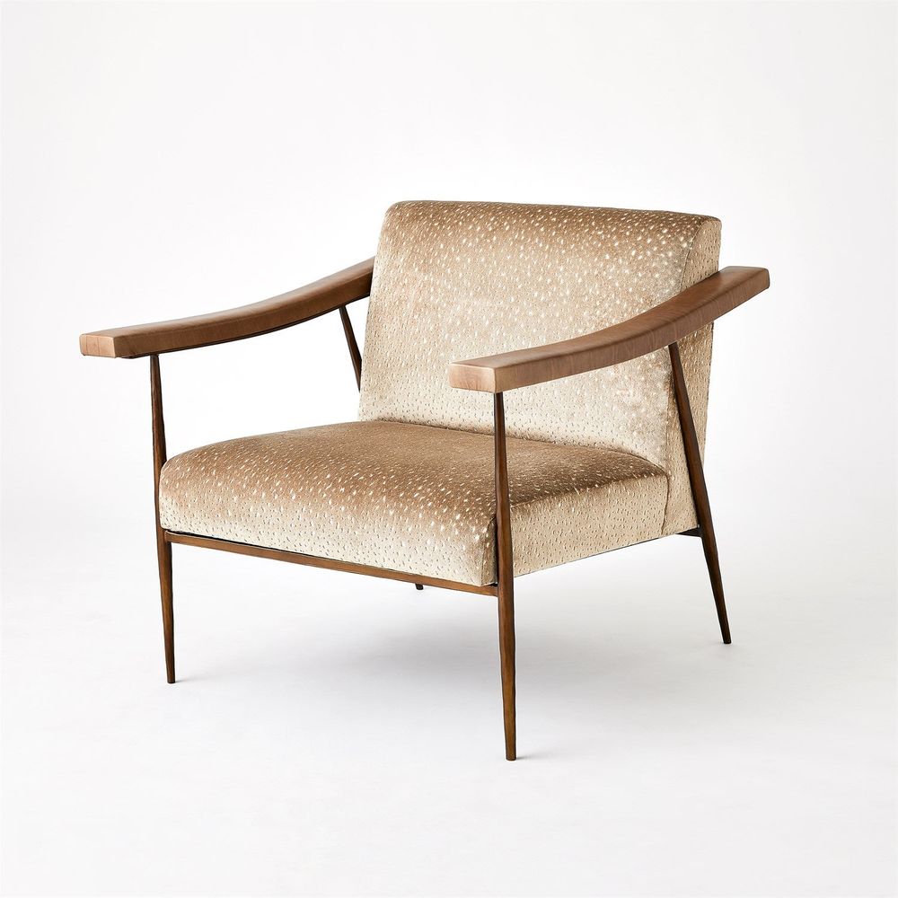 Lounge Chairs L Brooks Fabric/Leather Chair-Bronze