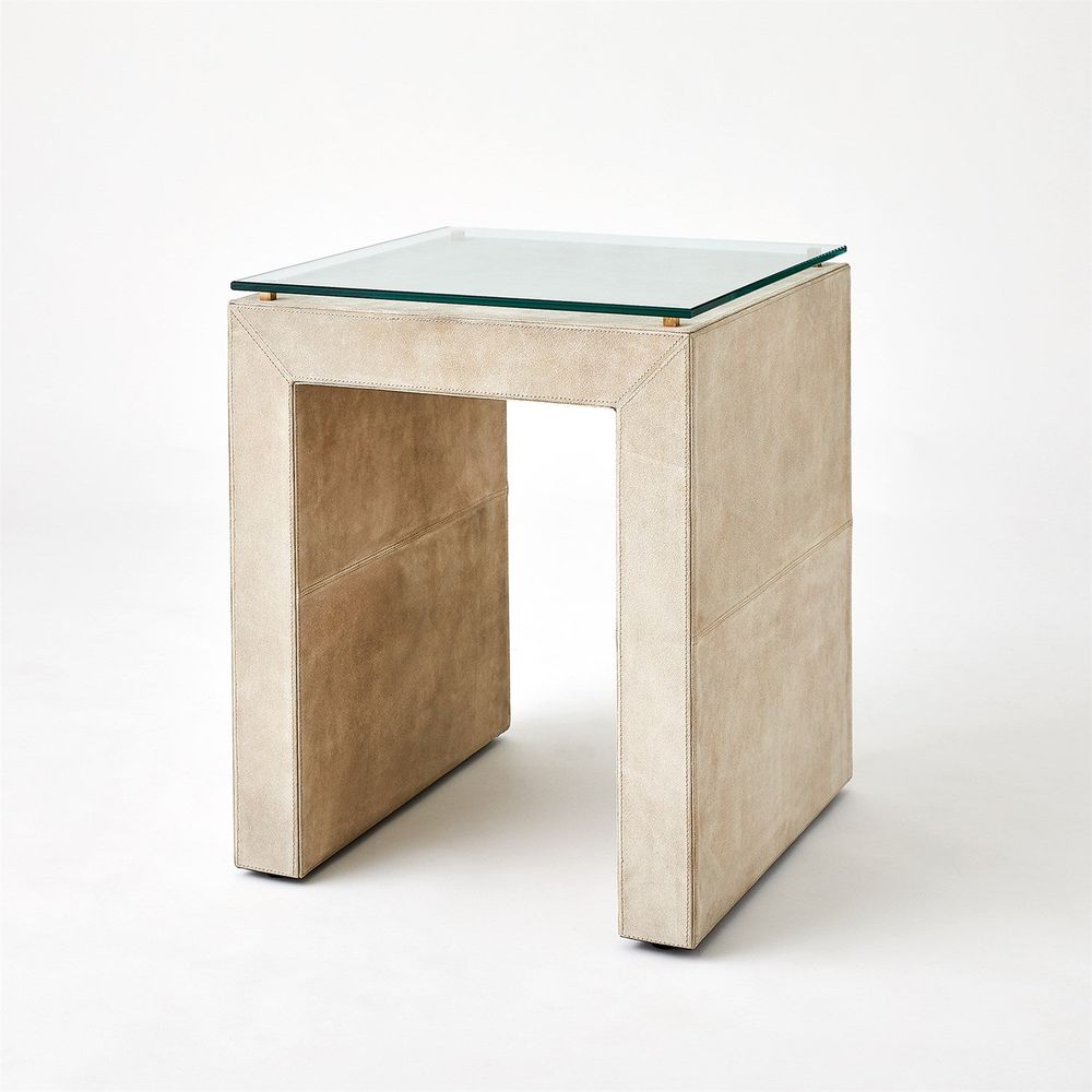 Side Tables Posh Side Table-Parchment Suede