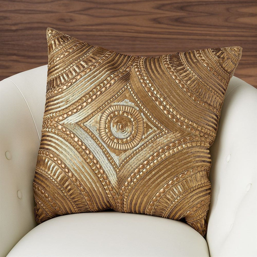 Pillows Roman Beaded Pillow-Gold