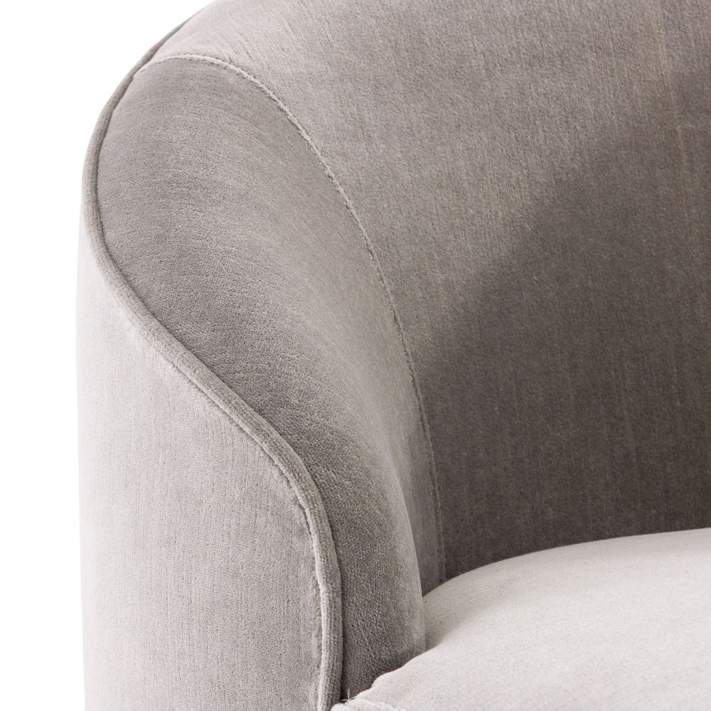 Carver Chaise Sharkskin Velvet Grey Ash Right Arm - Gray