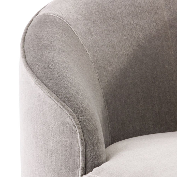 Carver Chaise Sharkskin Velvet Grey Ash Right Arm - Gray