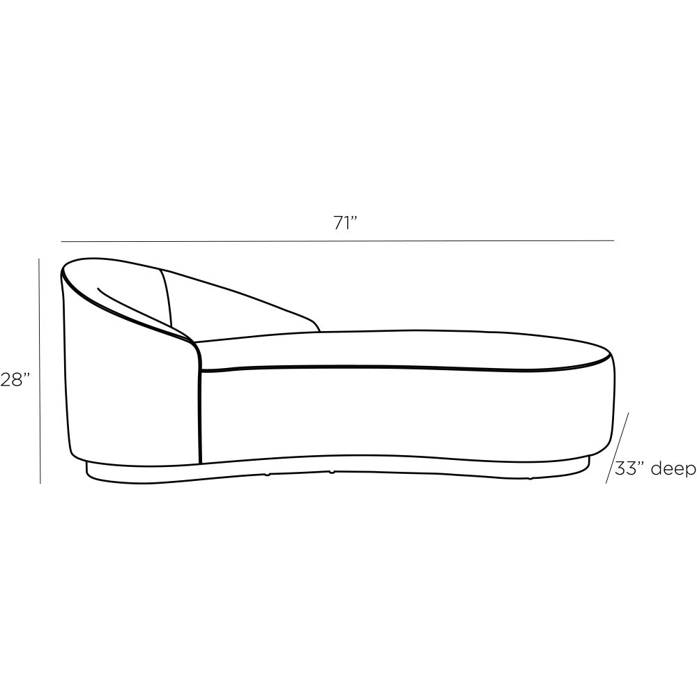 Carver Chaise Sharkskin Velvet Grey Ash Right Arm - Gray