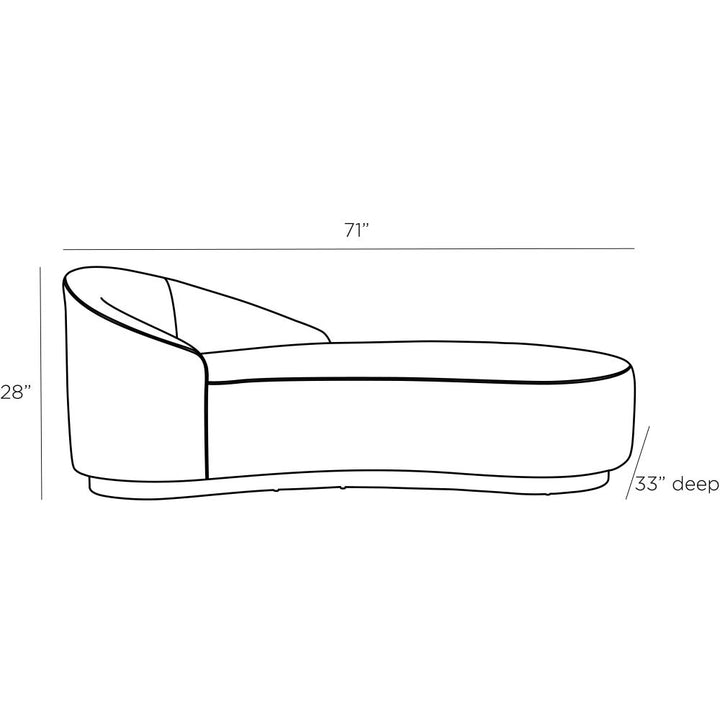 Carver Chaise Sharkskin Velvet Grey Ash Right Arm - Gray