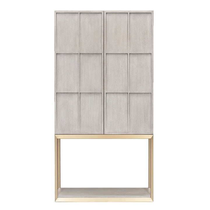 Sundries Bar Cabinet - Sheer Dove - Quartered Ash Solids & Brushed Brass Metal