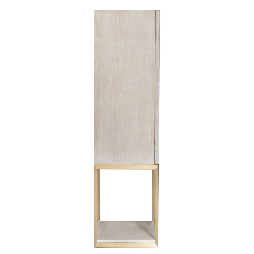 Sundries Bar Cabinet - Sheer Dove - Quartered Ash Solids & Brushed Brass Metal