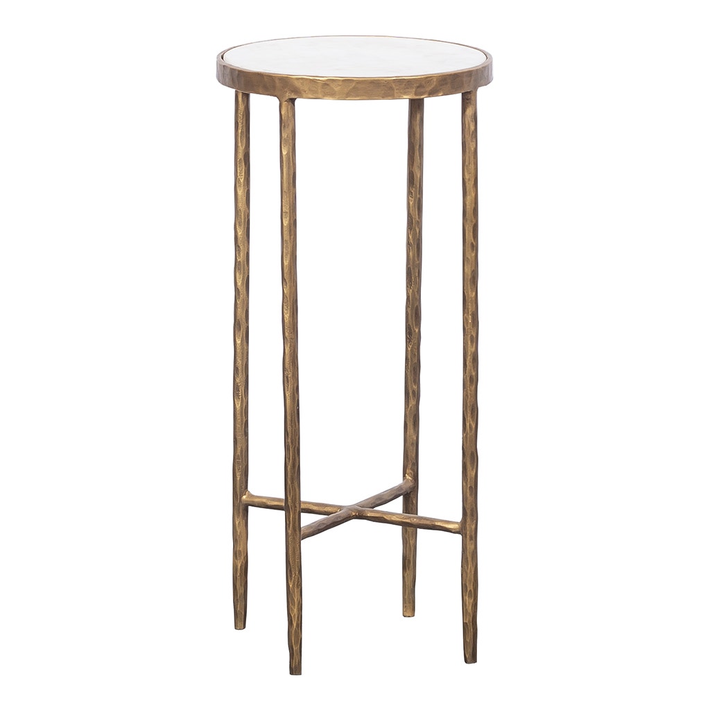 Veneto Drink Table - Hand Forged Metal,Calcutta Stone