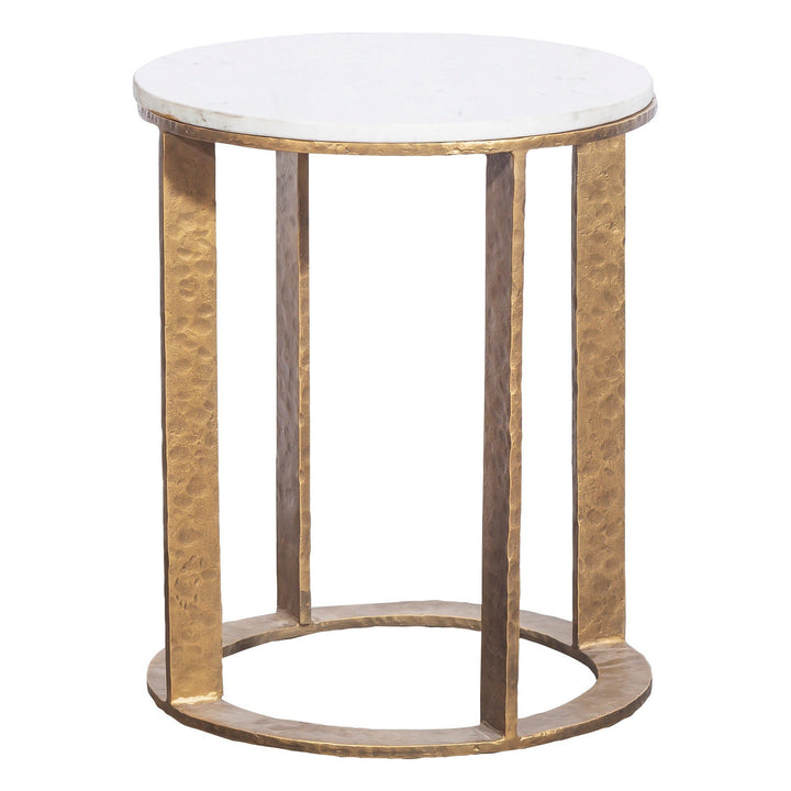 Veneto Drink Table - Hand Forged Metal,Calcutta Stone