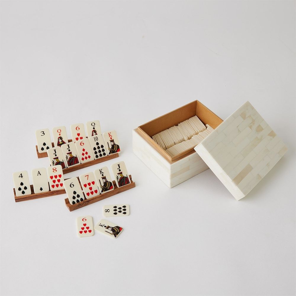 Games Boxed Bone Card Set-Ivory