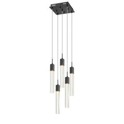 The Original Glacier Avenue Collection Chrome 5 Light Penant Fixture With Clear Crystal Black 5