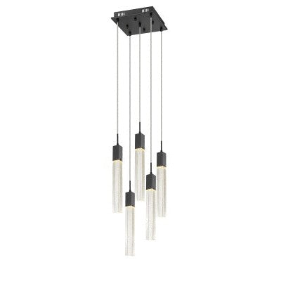 The Original Glacier Avenue Collection Chrome 5 Light Penant Fixture With Crystal Black 5