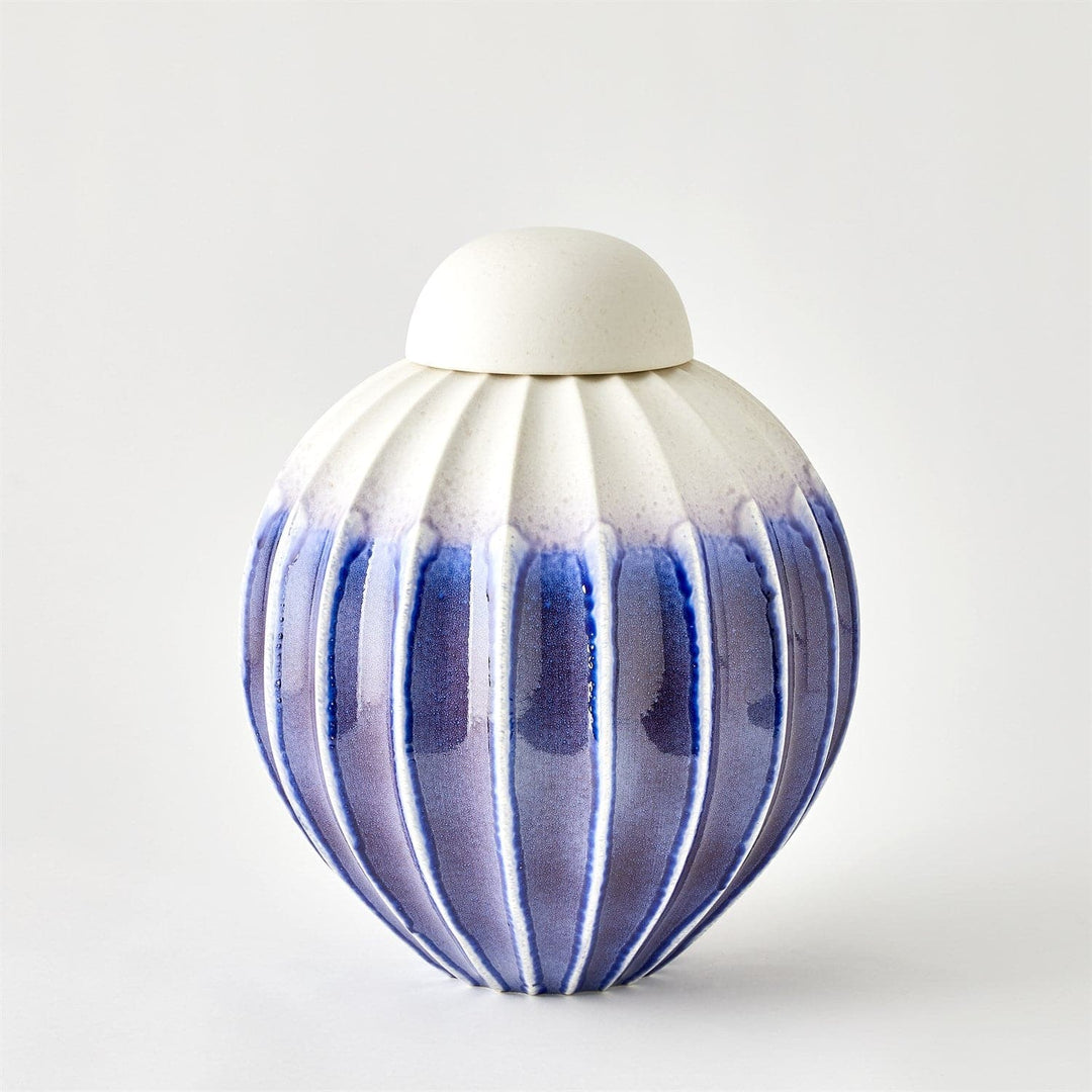 Fluted Jar W/Lid-Global Views-GVSA-1.10953-VasesWide-Cobalt-8-France and Son