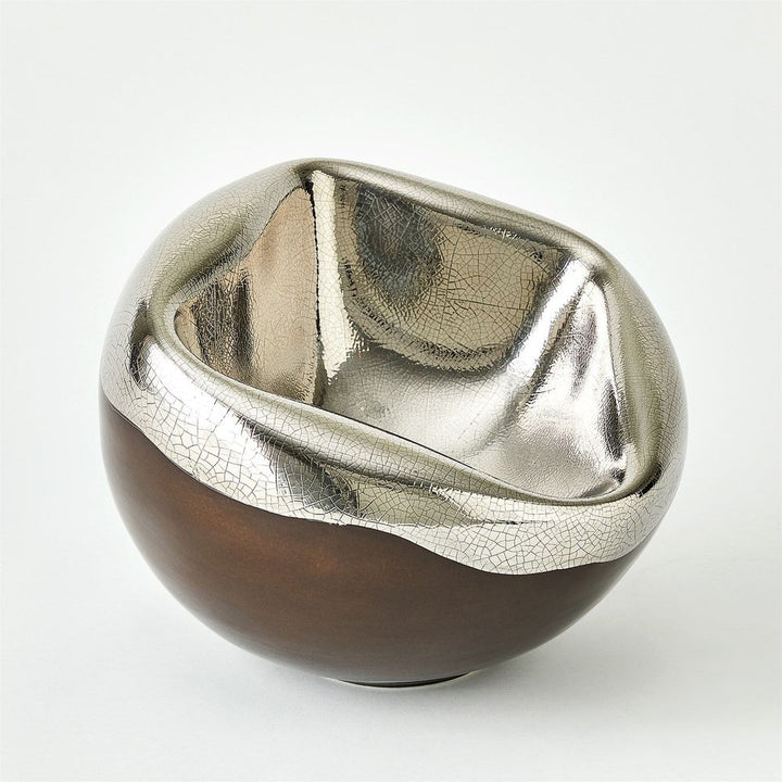 Bowls Squished Bowl-Platinum Crackle-Sm