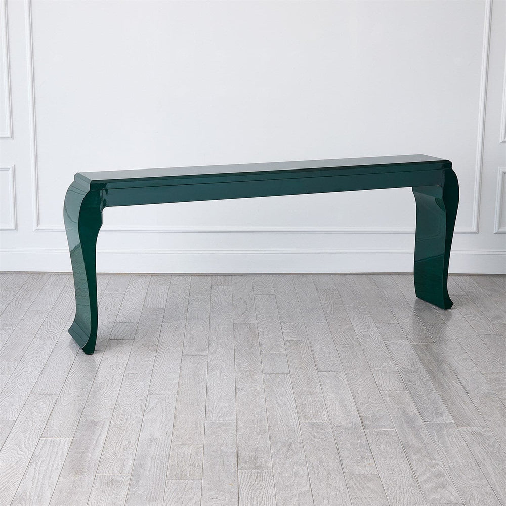 Sliced Cabriole Console-Global Views-GVSA-2.20021-Console TablesGreen Lacquer-2-France and Son