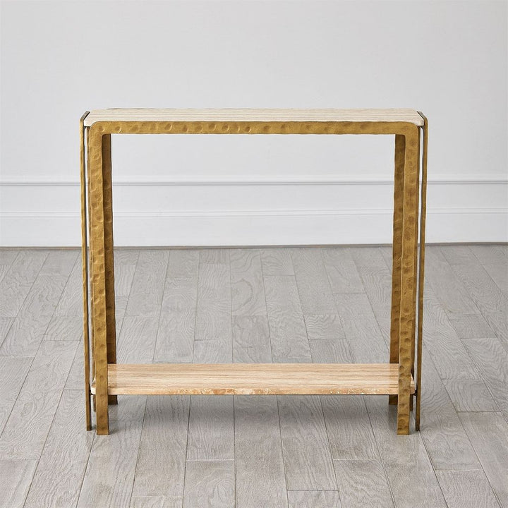 Console Tables Kraft Console-Light Bronze w/Travertine