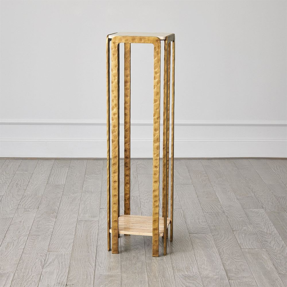 Pedestals Kraft Pedestal-Light Bronze w/Travertine