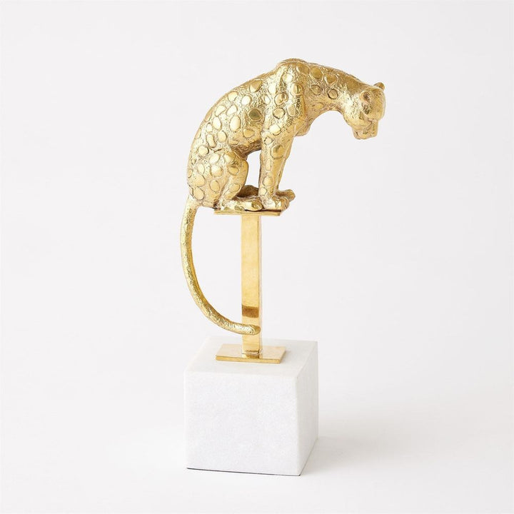 Decorative Objects Perched Jaguar on Stand-Bronze