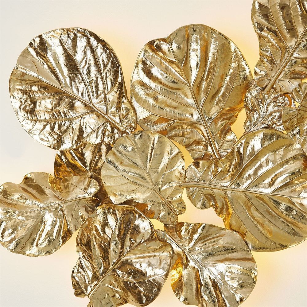 Wall Decor Fiddle Fig Lighted Wall Decor-Brass