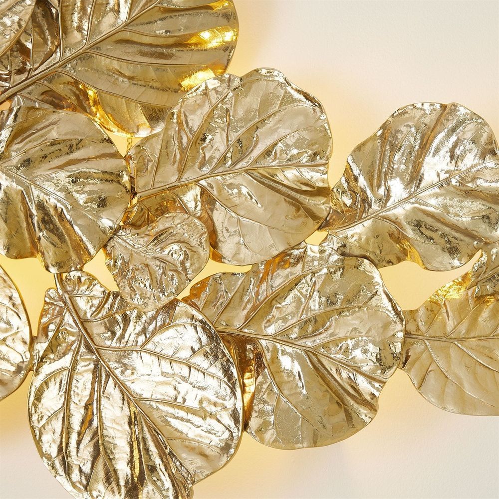 Wall Decor Fiddle Fig Lighted Wall Decor-Brass