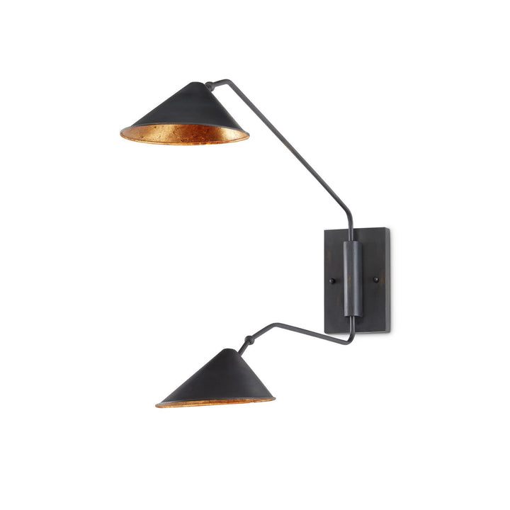 Serpa Black Double Swing-Arm Wall Sconce