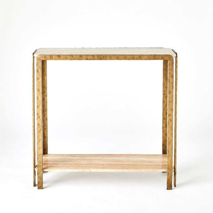 Console Tables Kraft Console-Light Bronze w/Travertine
