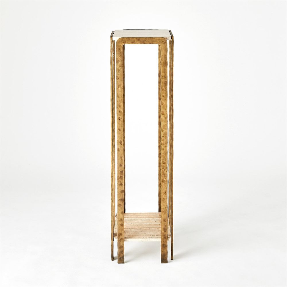 Pedestals Kraft Pedestal-Light Bronze w/Travertine