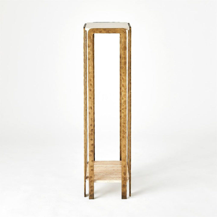Pedestals Kraft Pedestal-Light Bronze w/Travertine