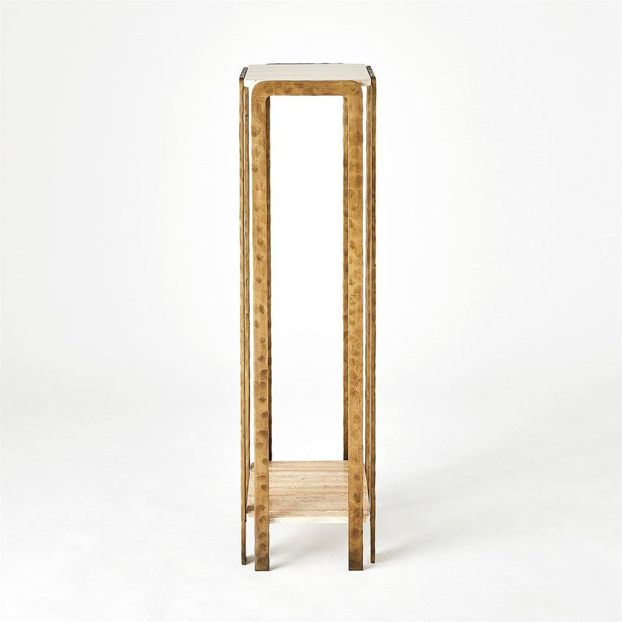 Pedestals Kraft Pedestal-Light Bronze w/Travertine