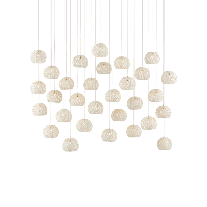 Piero White 30-Light Linear Multi-Drop Pendant