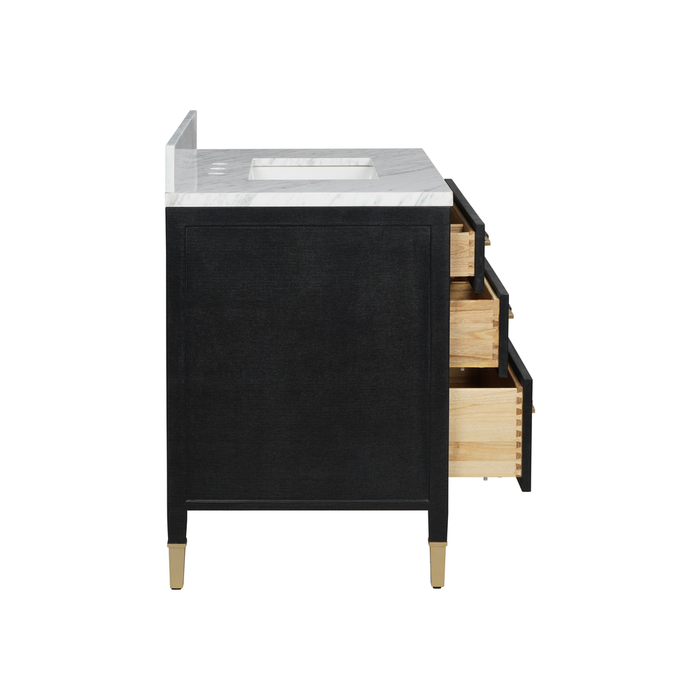 Verona 36" Black Linen Vanity with Rectangular Undermount Sink