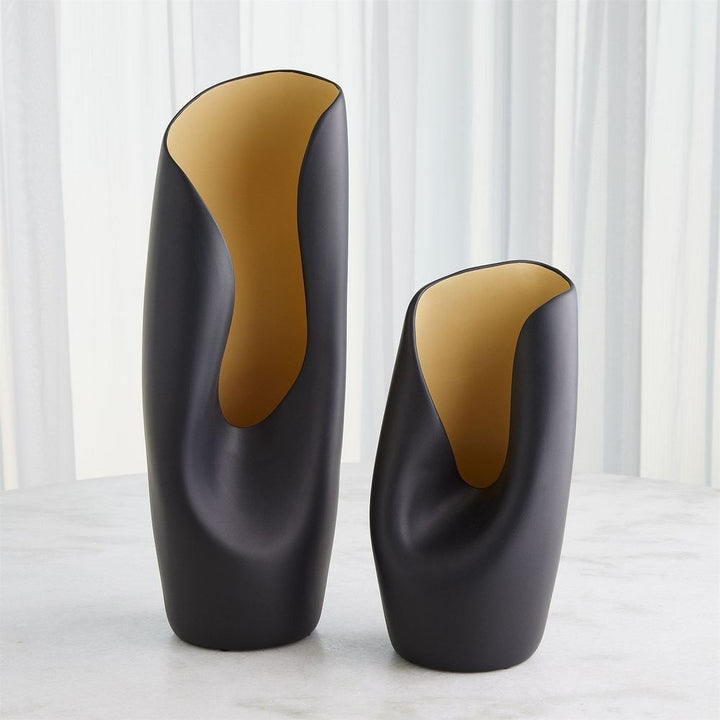Avian Vase-Black/Gold-Lg
