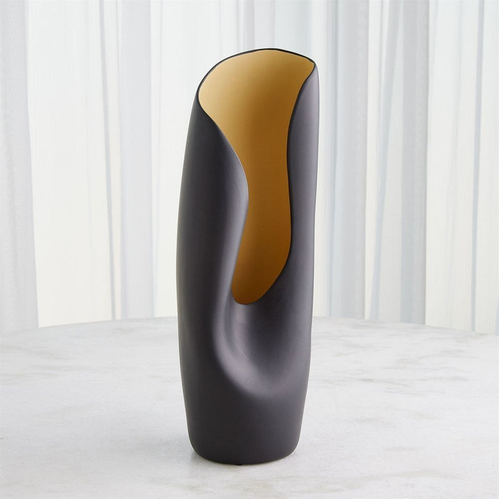 Avian Vase-Black/Gold-Lg