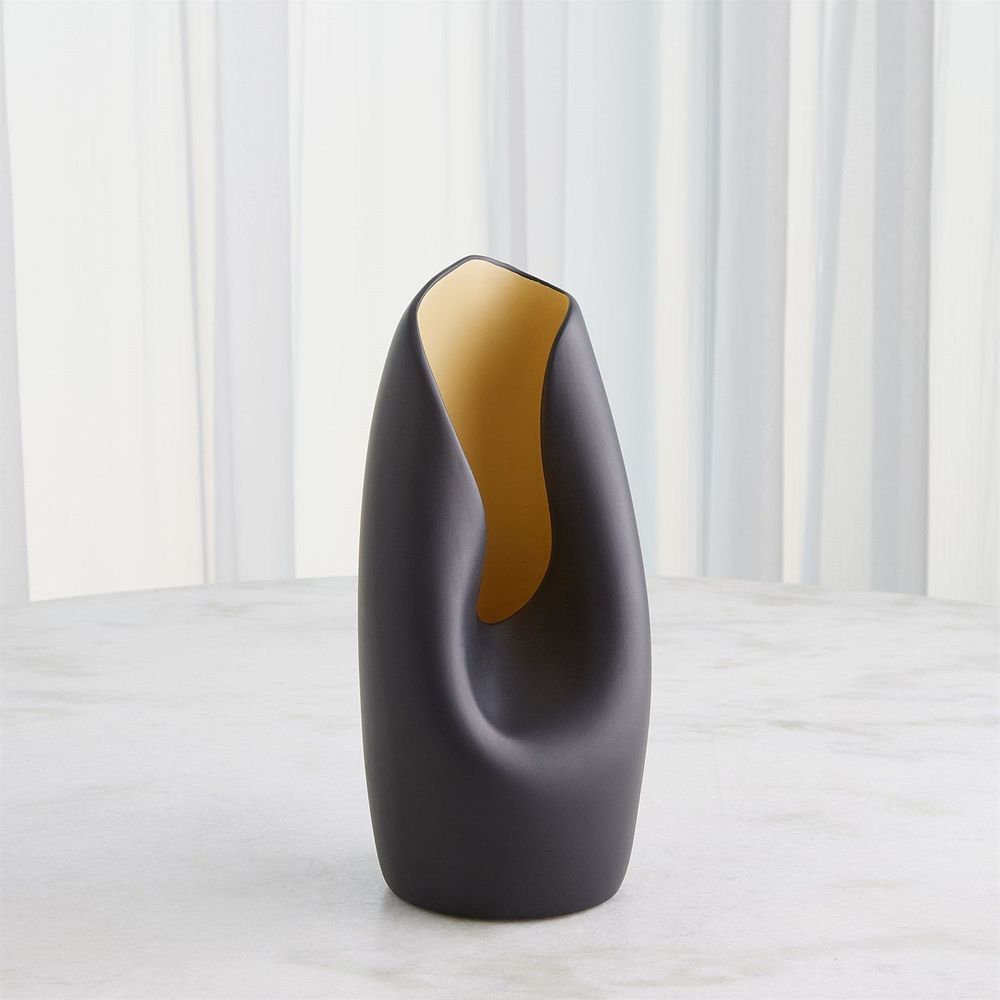 Avian Vase-Black/Gold-Lg
