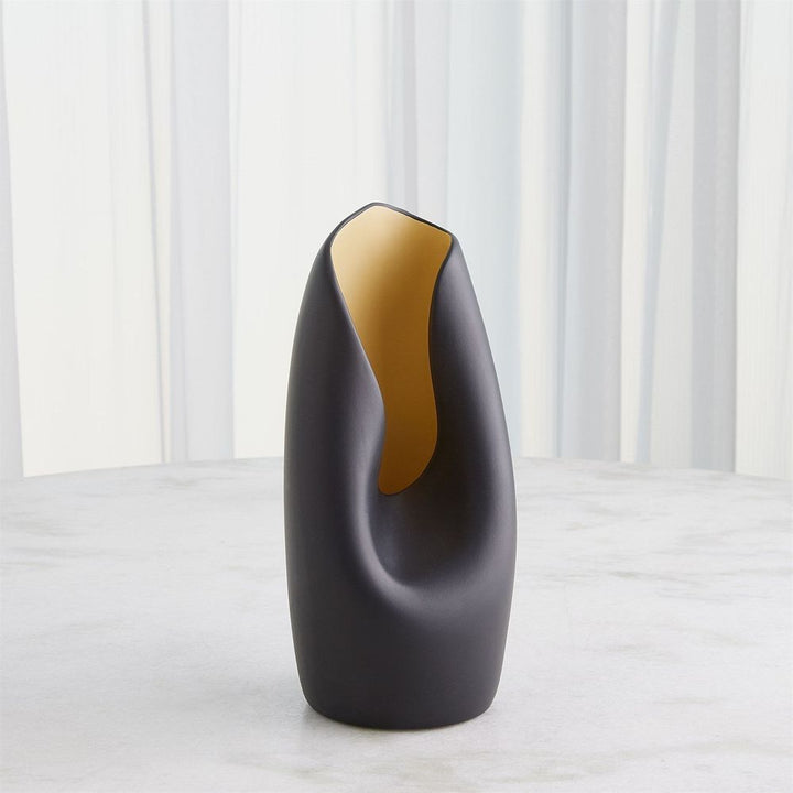 Avian Vase-Black/Gold-Lg