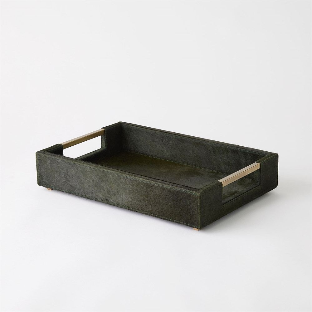Serveware: Trays Posh Tray-Hair-On- Hide Green-Sm