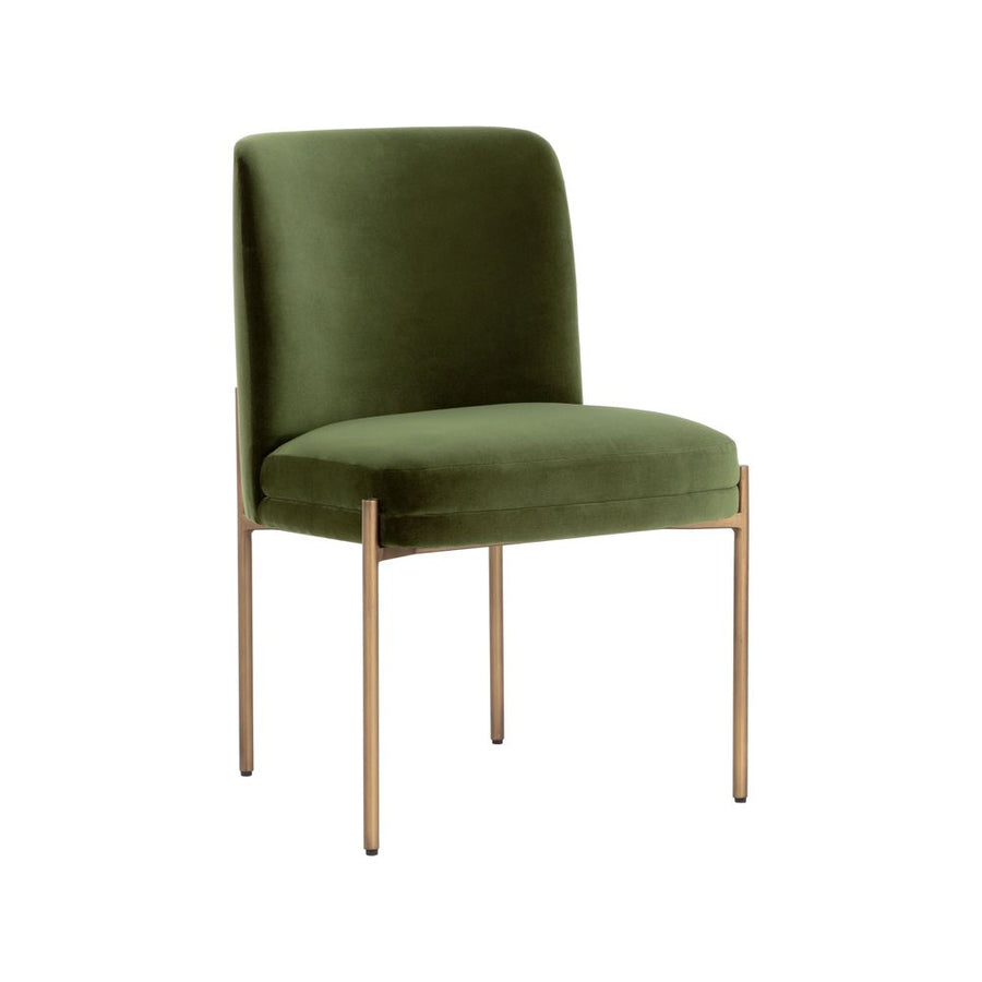 Dining Chairs Richie Dining Chair - Antique Brass - Forest Green