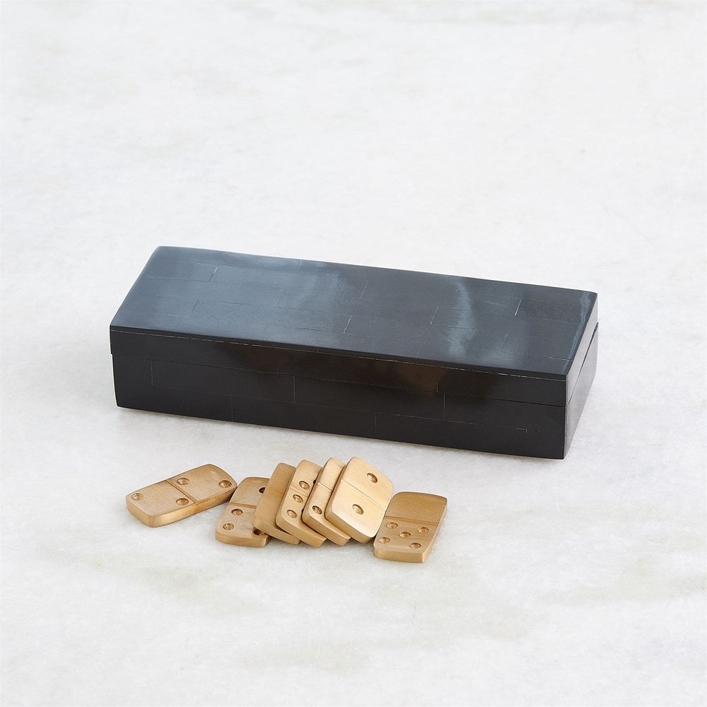 Games Boxed Bone Domino Set-Black
